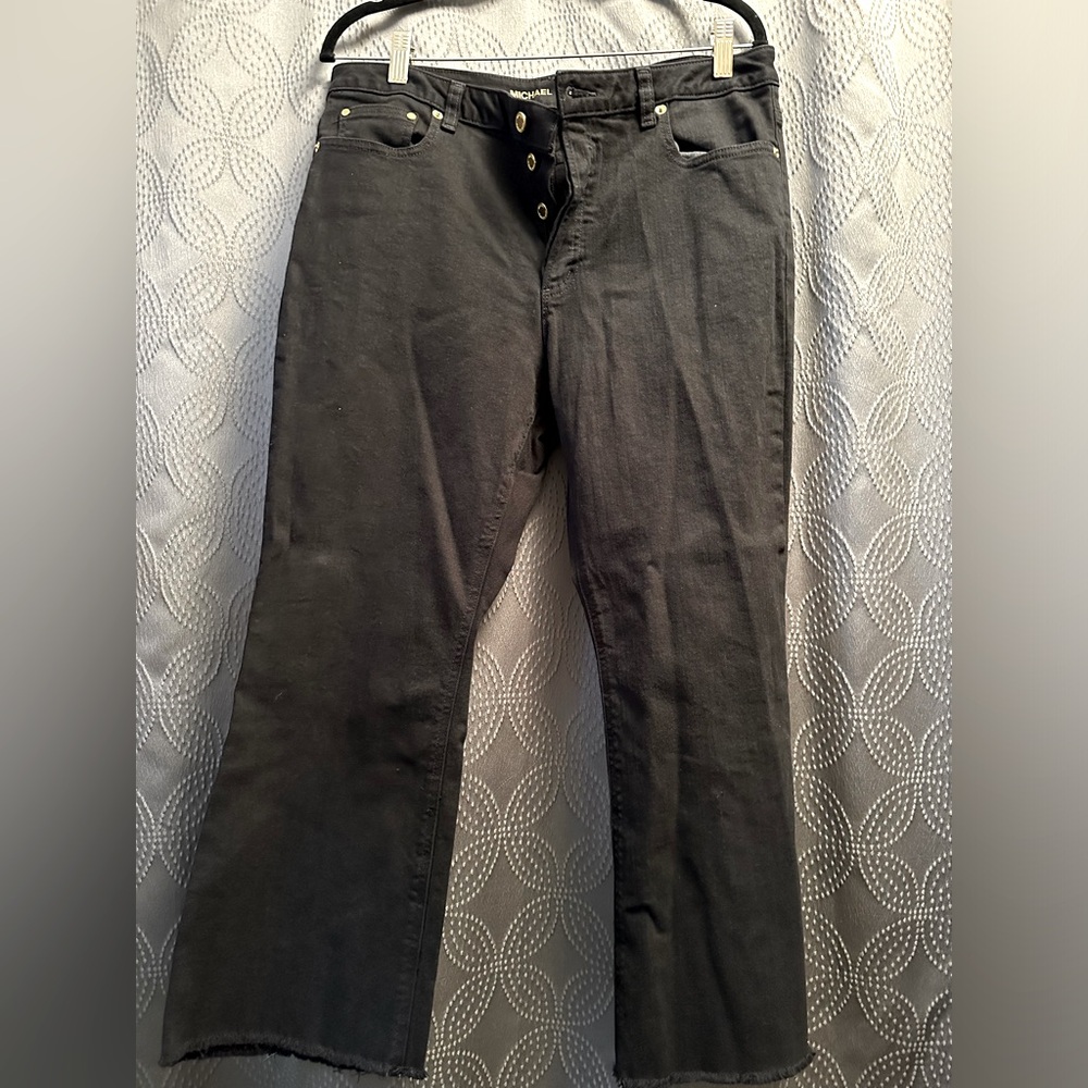 Michael Kors Black Cropped Button Fly Jeans